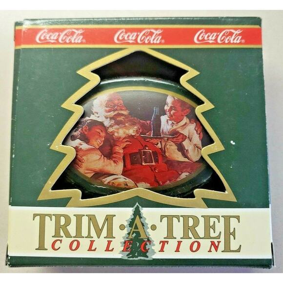 1990 Coca Cola Trim A Tree Collection Tin Christmas Ornaments New in Box U72-4 - Picture 1 of 5